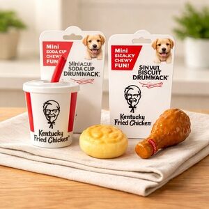 Set of 2 KFC Mini Vinyl Dog Toys 3 Total Toys